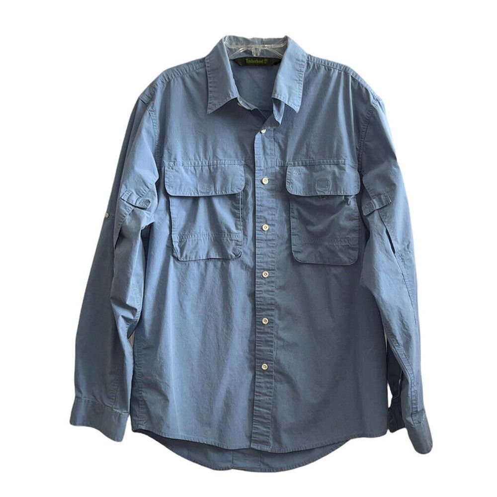 Timberland Shirt Long Sleeve Button Down - Front Pockets - Cooling Vents- Size M